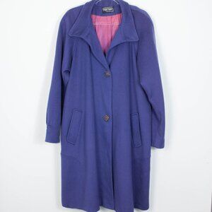 Vintage Portrait Wool Coat Union Made USA Long Line Womens XL Purple Old‎ Money